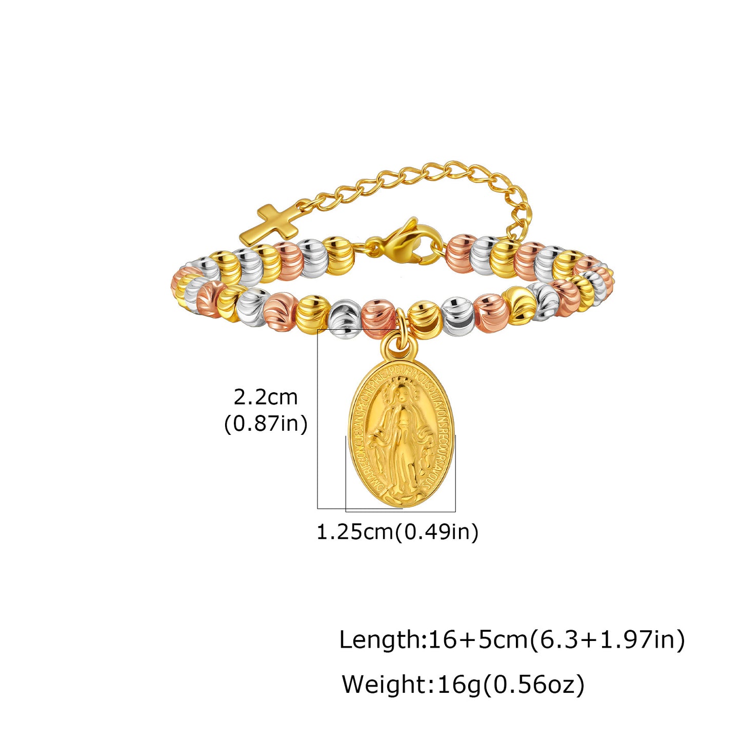 Women's Fashion Stainless Steel Virgin Watermelon Beads Gold Bracelet