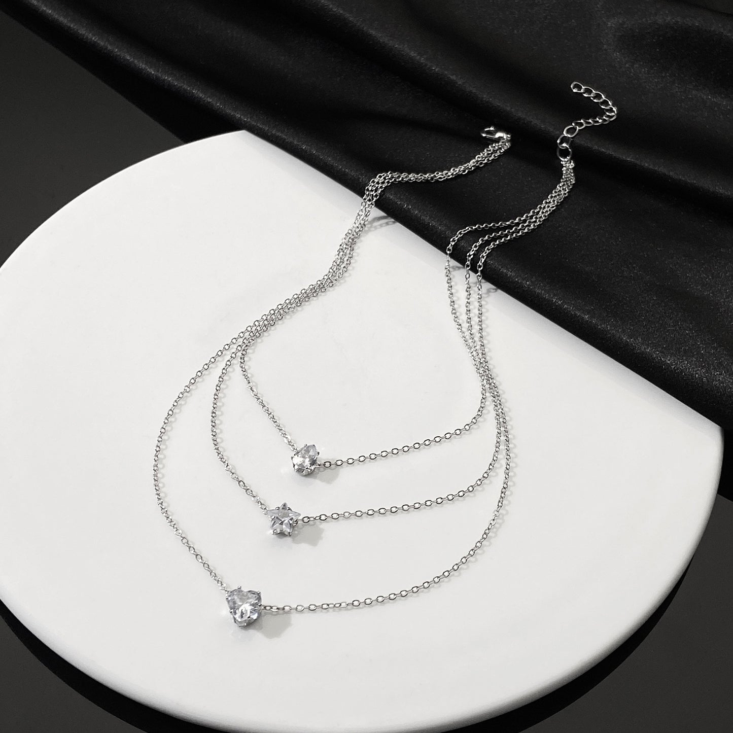 Colliers pendentif coeur élégant femme cristal Zircon