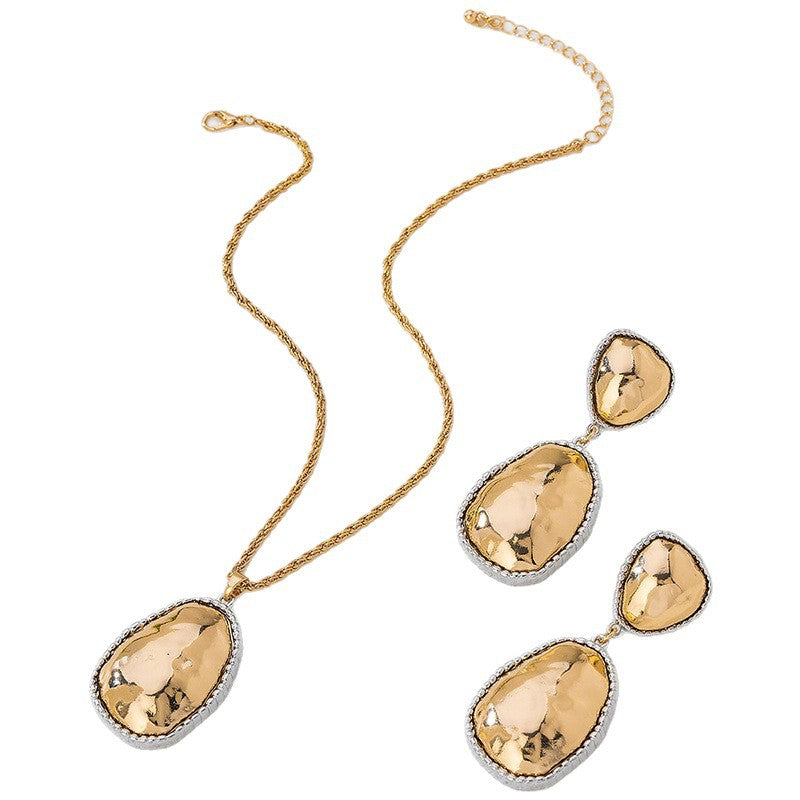 Women's Personality Two-color Shaped Fashion Trendy Clavicle Chain Earrings