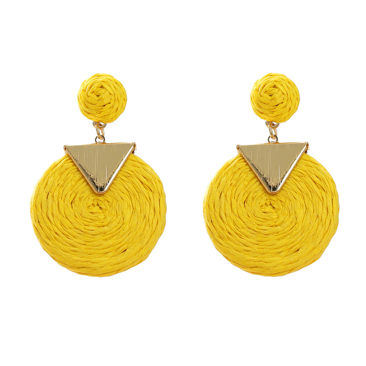 Summer Raffia Female Stylish Round Bohemian Earrings