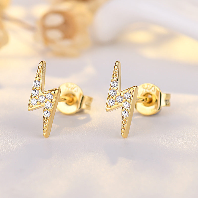 Version Small Sier Needle Lightning Female Earrings