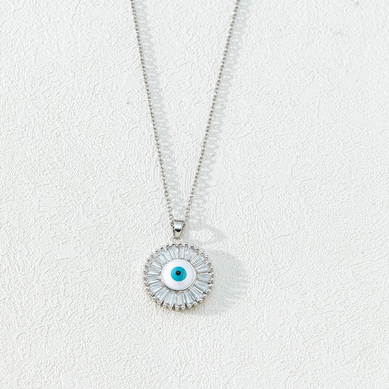 Titanium Steel Clavicle Chain Color Zircon Eye Necklace