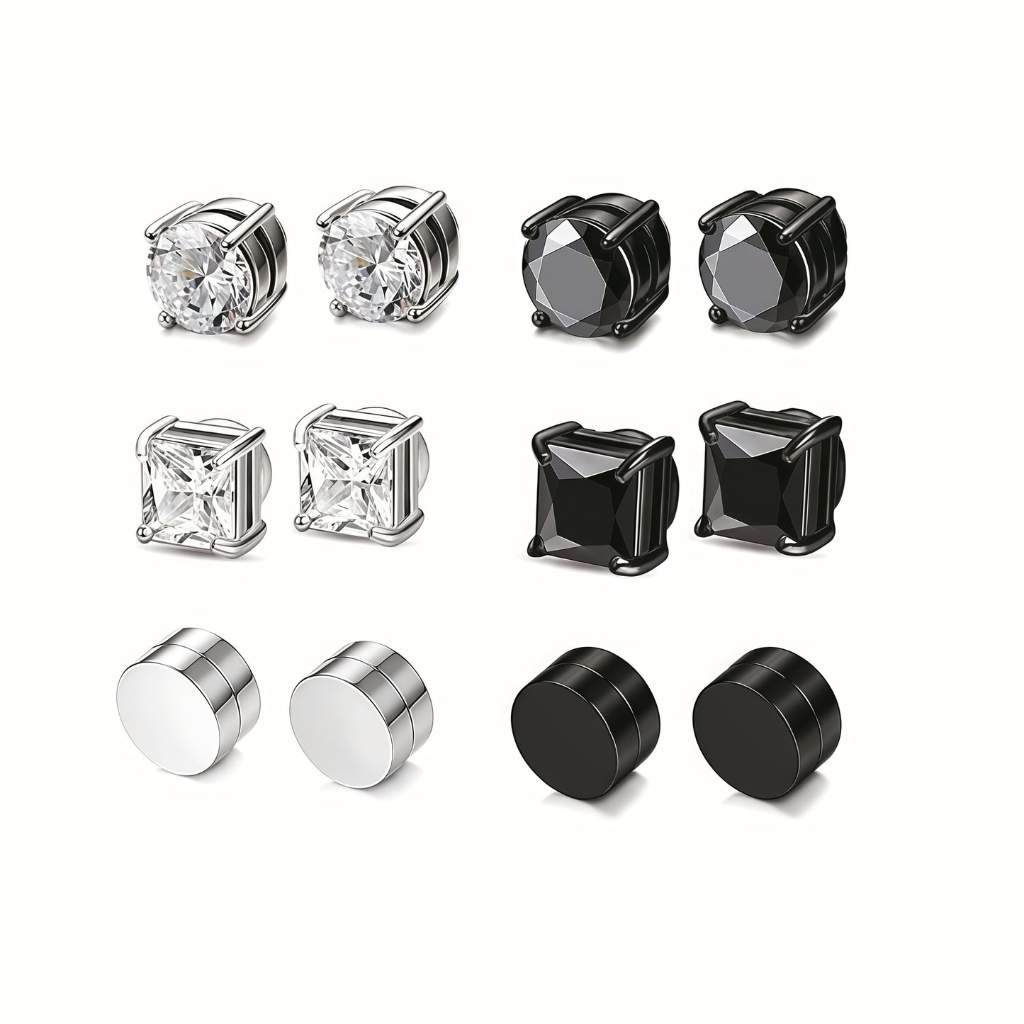Zircon Stainless Steel Magnet Clips Couple Ear Clip