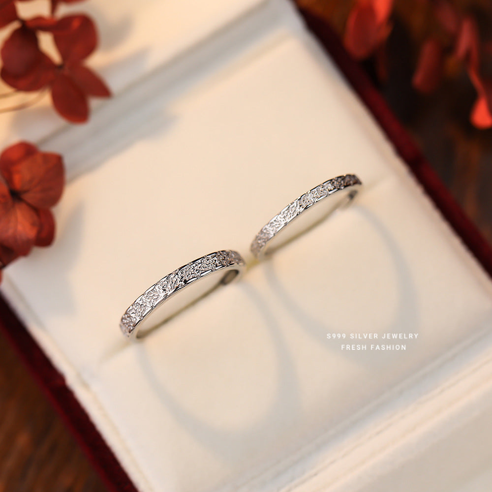 Women's & Men's & Pure Sier Texture Couple Star Rings
