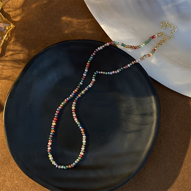 Colliers de clavicule bohème en cristal de perles de gravier irrégulières pour femmes