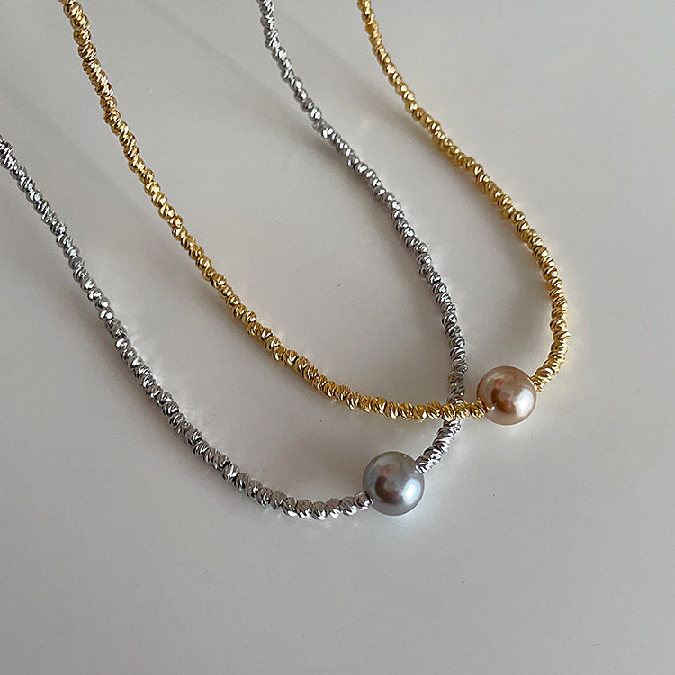 High-grade Irregular Beaded Metal Pearl Female Niche Necklaces