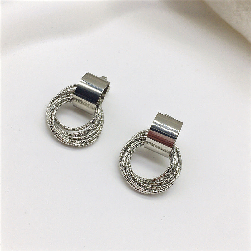 No Piercing Simple Thin Face Frosty Style Retro Geometric Earrings