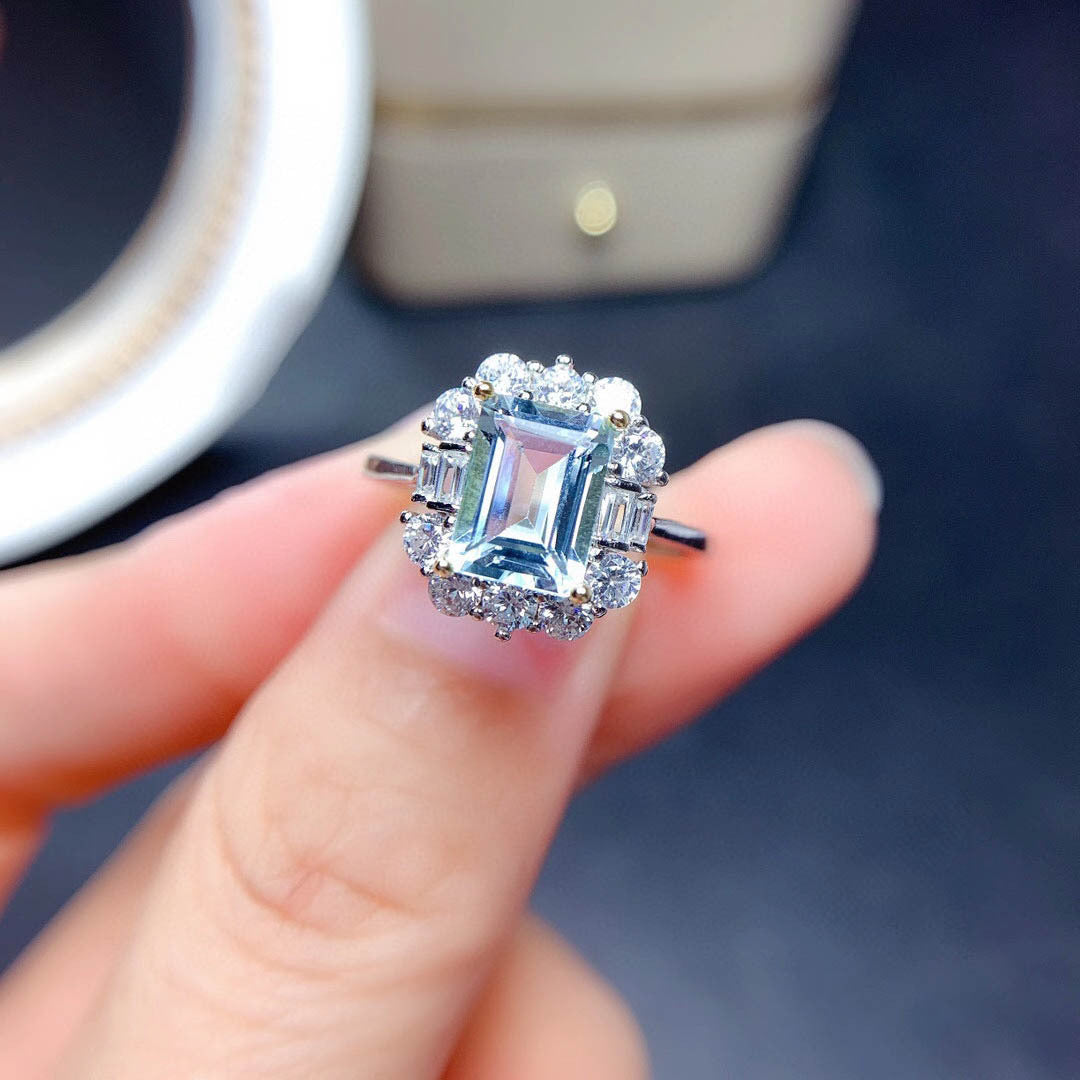 Women's Live Streaming Drainage Welfare Yellow Diamond Rectangular Rings