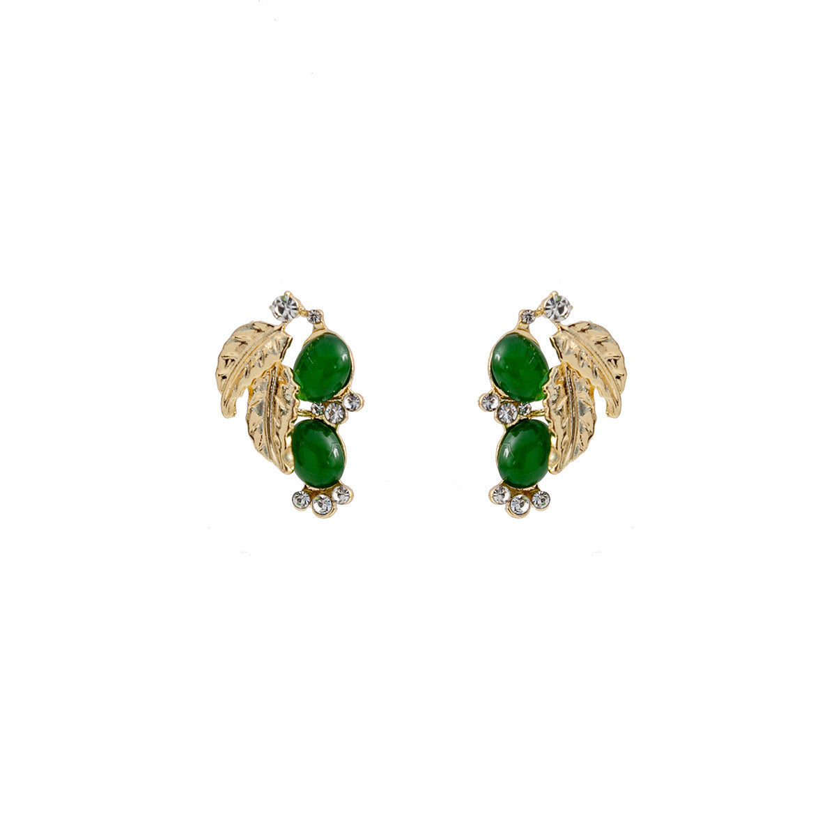 Women's Sier Needle Vintage Leaves Rhinestone High-grade Earrings