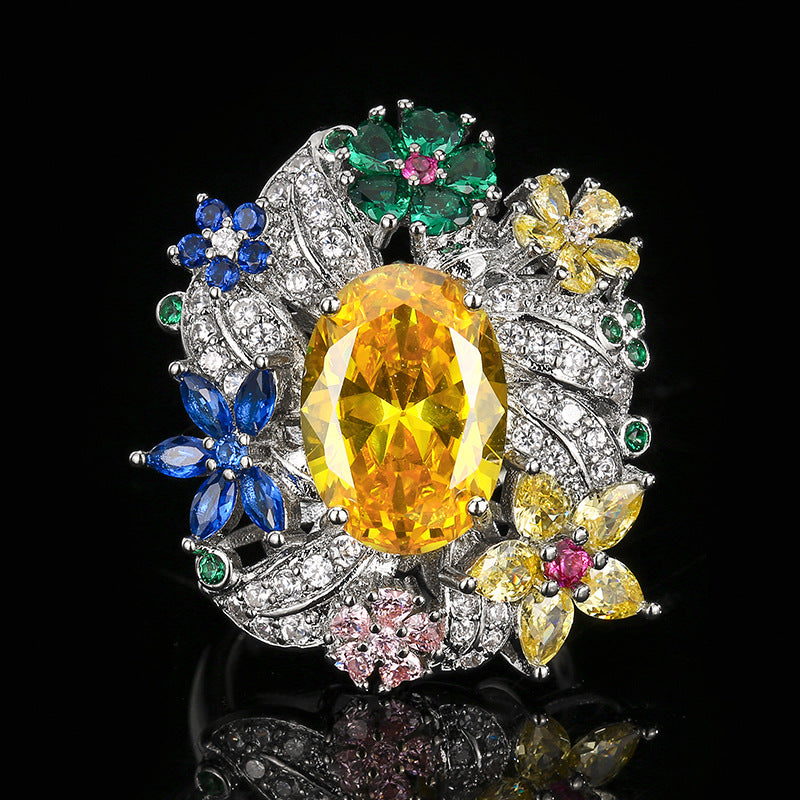 Women's Bright Peacock Emerald Open Premium Affordable Luxury Fashion Ring