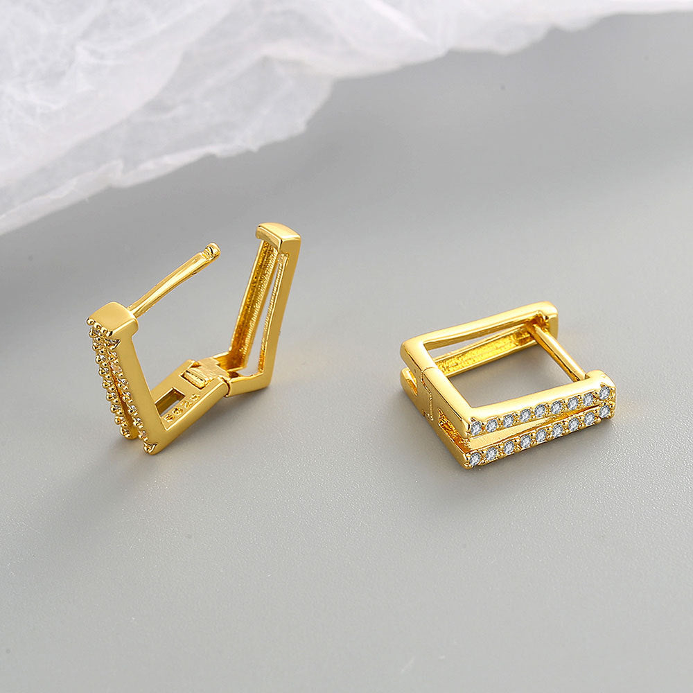 Version Creative Diamond Square Geometric Ear Clip Rings