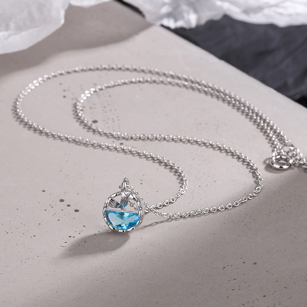 Women's Mori Style Fresh Sea Blue Fishtail Elegant Necklaces