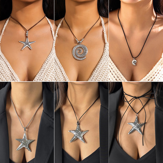 Dark Pastoral Starfish Ocean Style Irregular Five-pointed Necklaces