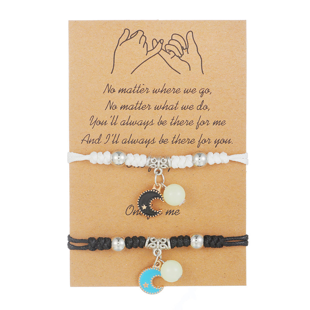 Männer Wind Leuchtende Weibliche Freundinnen Freundschaft Verstellbare Gewebte Armbänder