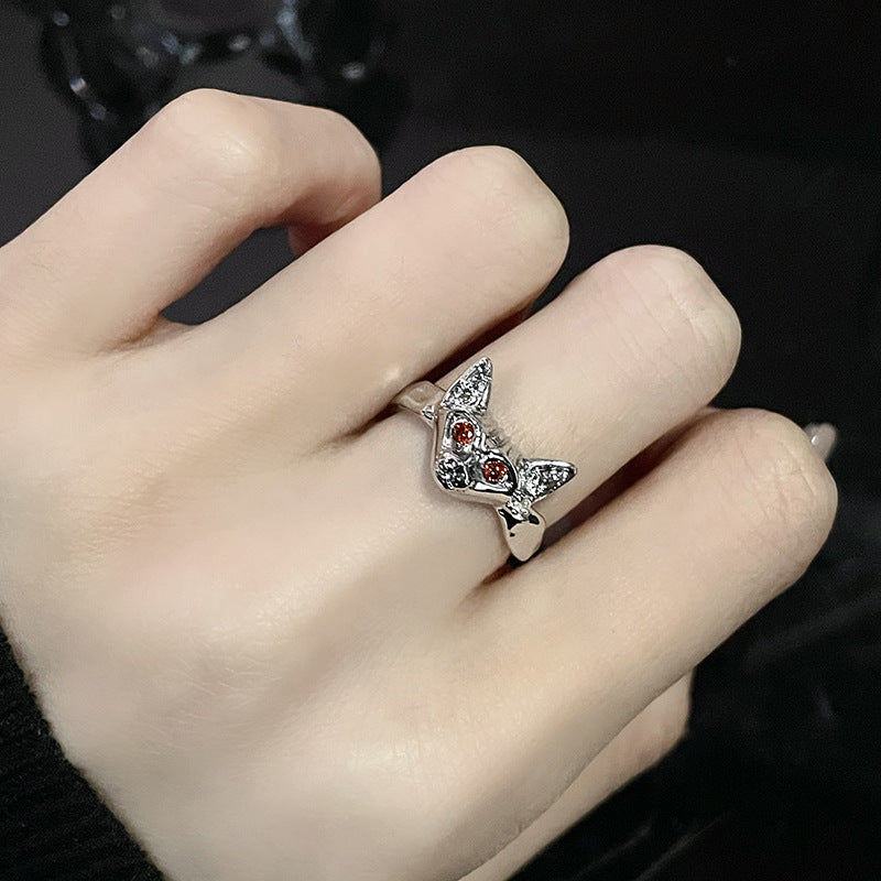 Design Personalized Cold Style Red Zircon Dark Rings