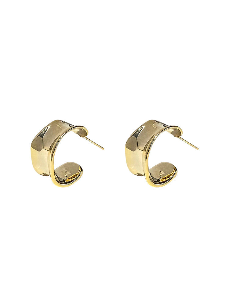 Advanced Cold Wind Geometric Glossy Hoop Female Earrings