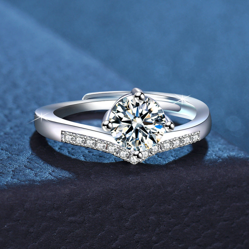 Diamond Crown Simulation Female Temperament Wild Rings