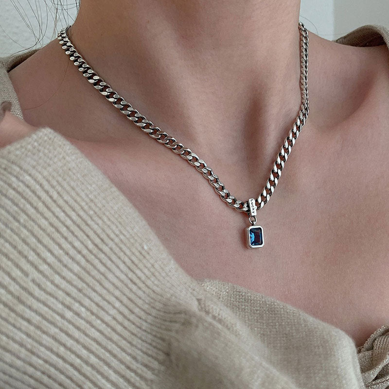 Colliers de Niche en Zircon avec chaîne épaisse en diamant pour femmes, pull porte-bonheur