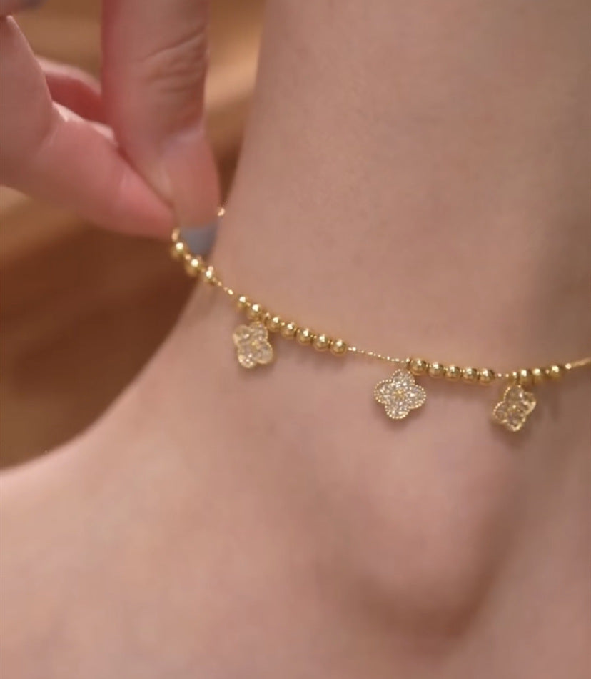 Colliers de trèfle fritillaire naturel de luxe léger et exquis en Zircon
