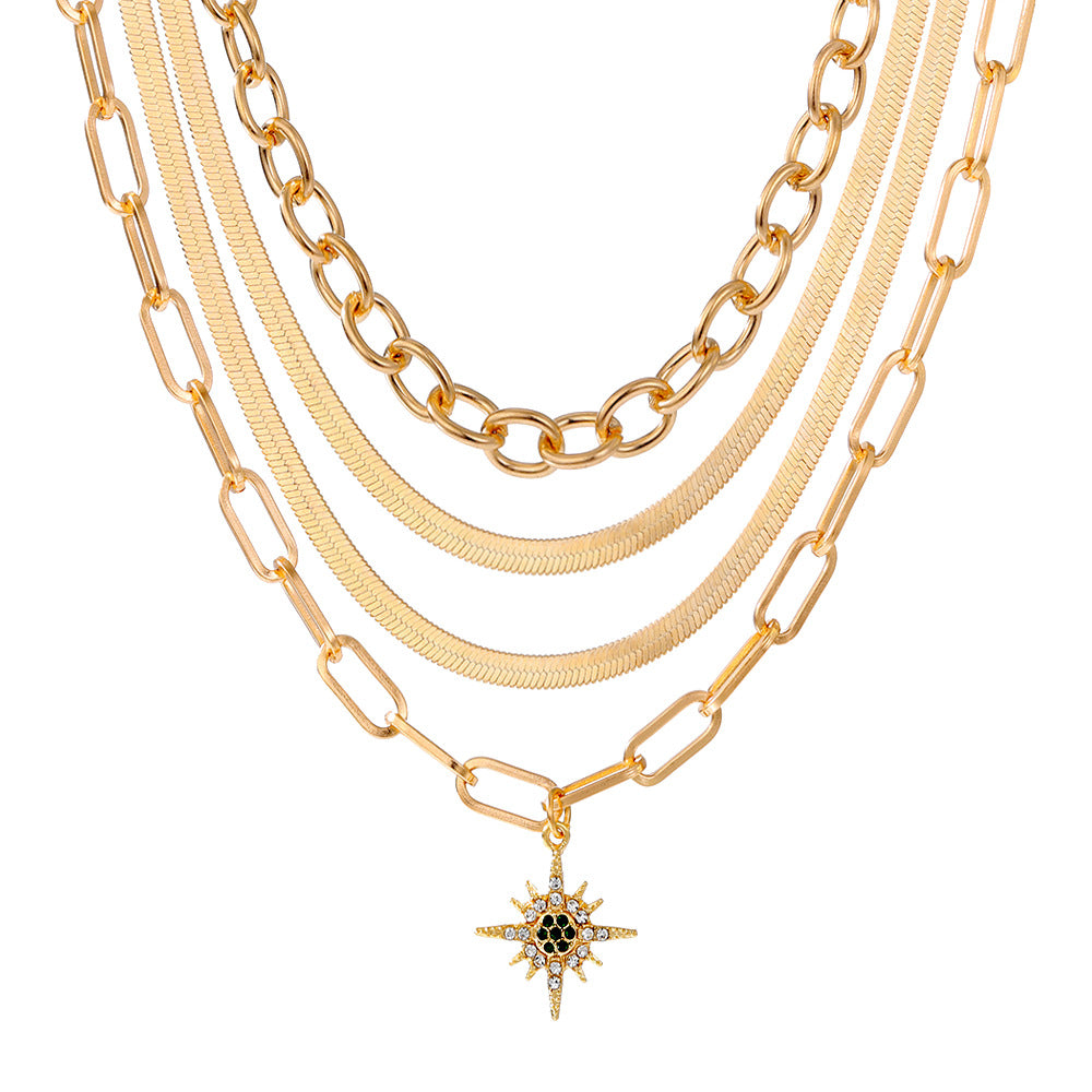 Women's Fashion Geometry Pattern Stars Snake Chain Necklaces