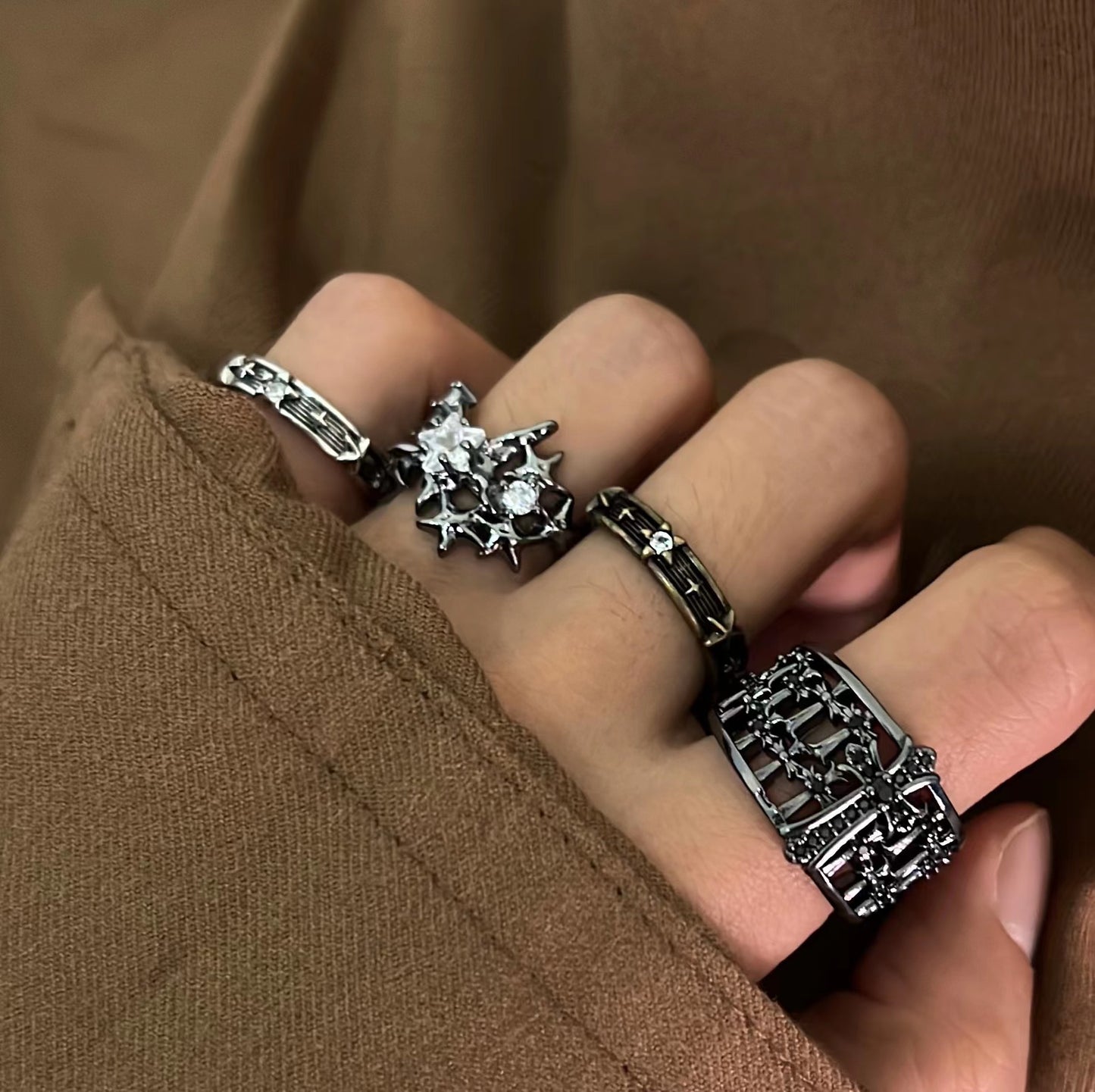 Punk Cross Twin Fashion Neutral Design Rings