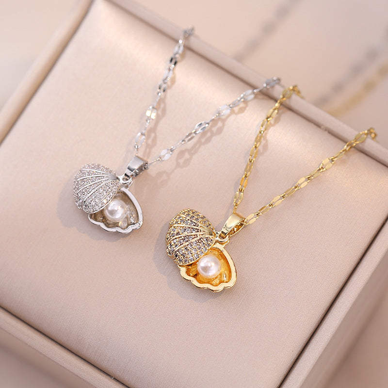 Women's Pearl Zircon Korean Style Fashion Light Luxury Temperament Necklaces