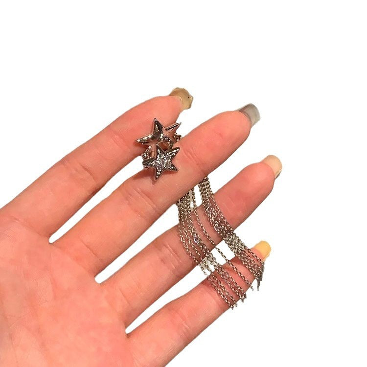 Women's Elegant Stars Long Fringe Design Light Luxury Earrings
