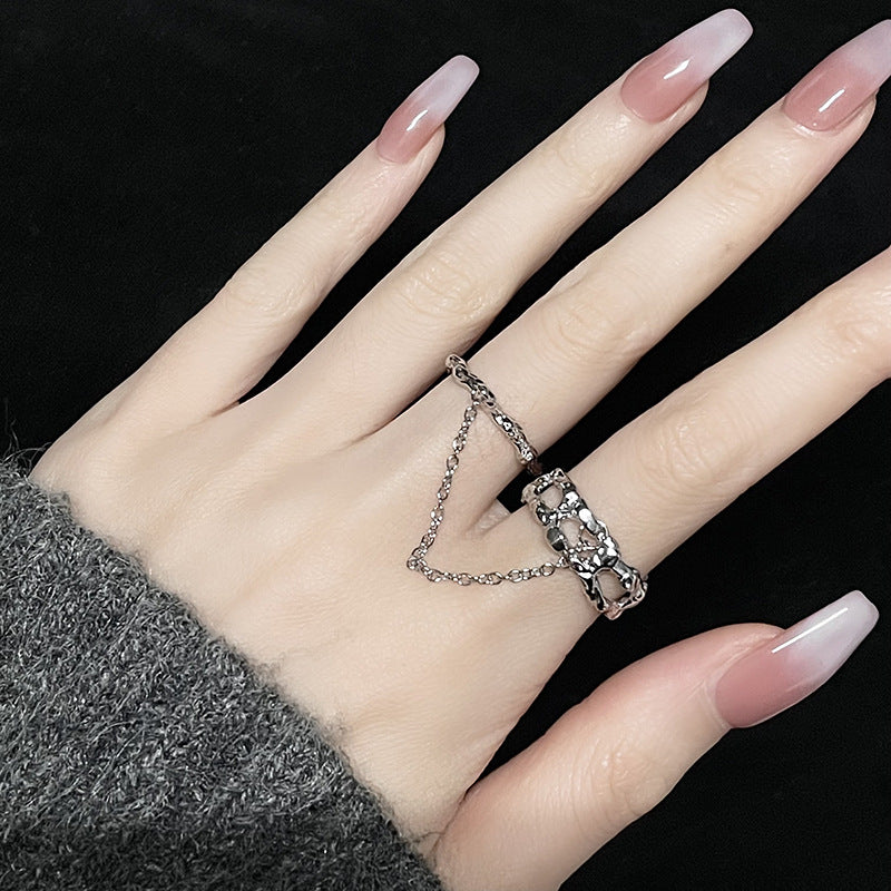 Design Chain High-grade Cold Wind Irregular Texture Rings