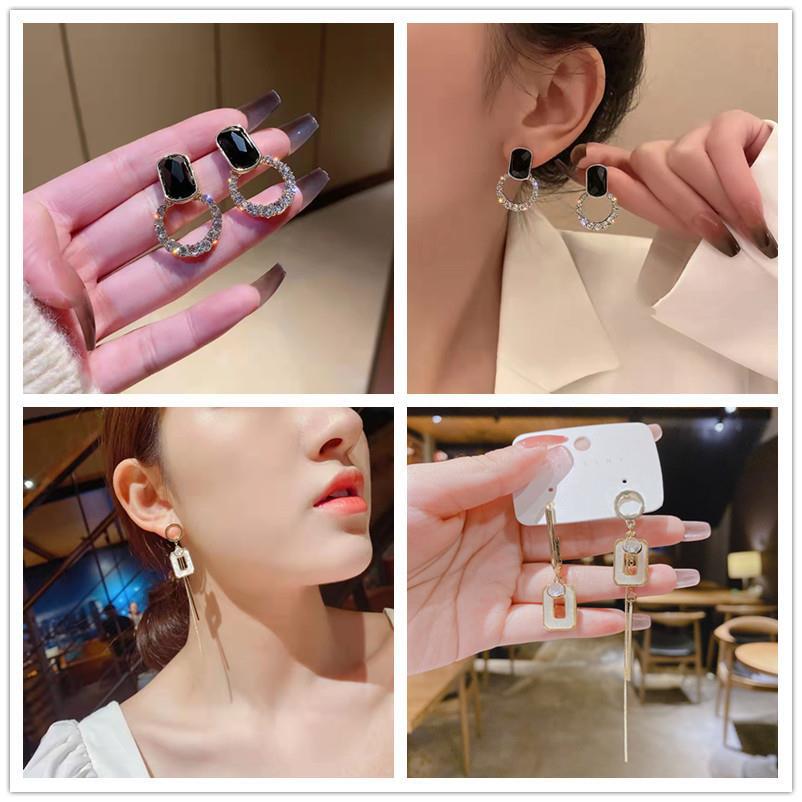 Women's Love Heart Tassel Front And Rear Buckle Design Earrings