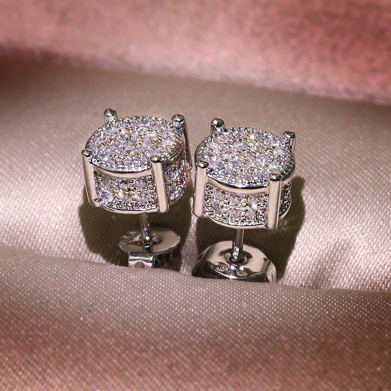 Round Micro Rhinestone Simple Fashion Ear Earrings