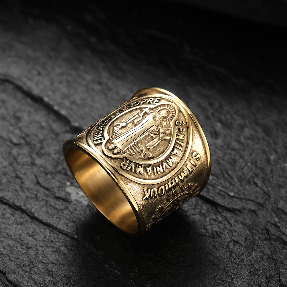 Ornament Benedict Exorcist Stainless Steel Domineering Rings