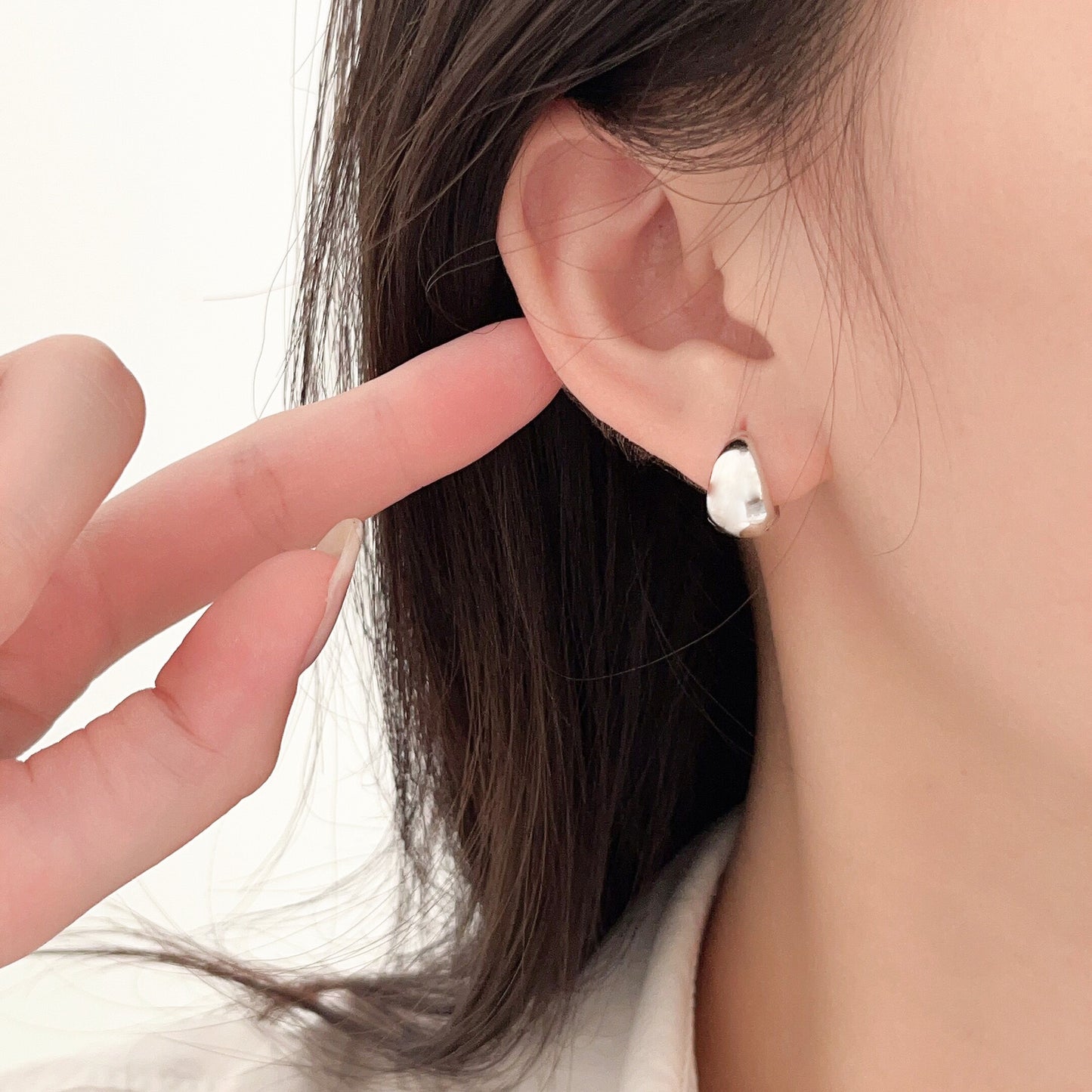 Boucles d'oreilles tendance en forme de cercle incurvé en argent sterling pour femme