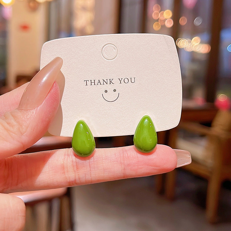 Sier Needle Fresh Dripping Oil Water Earrings