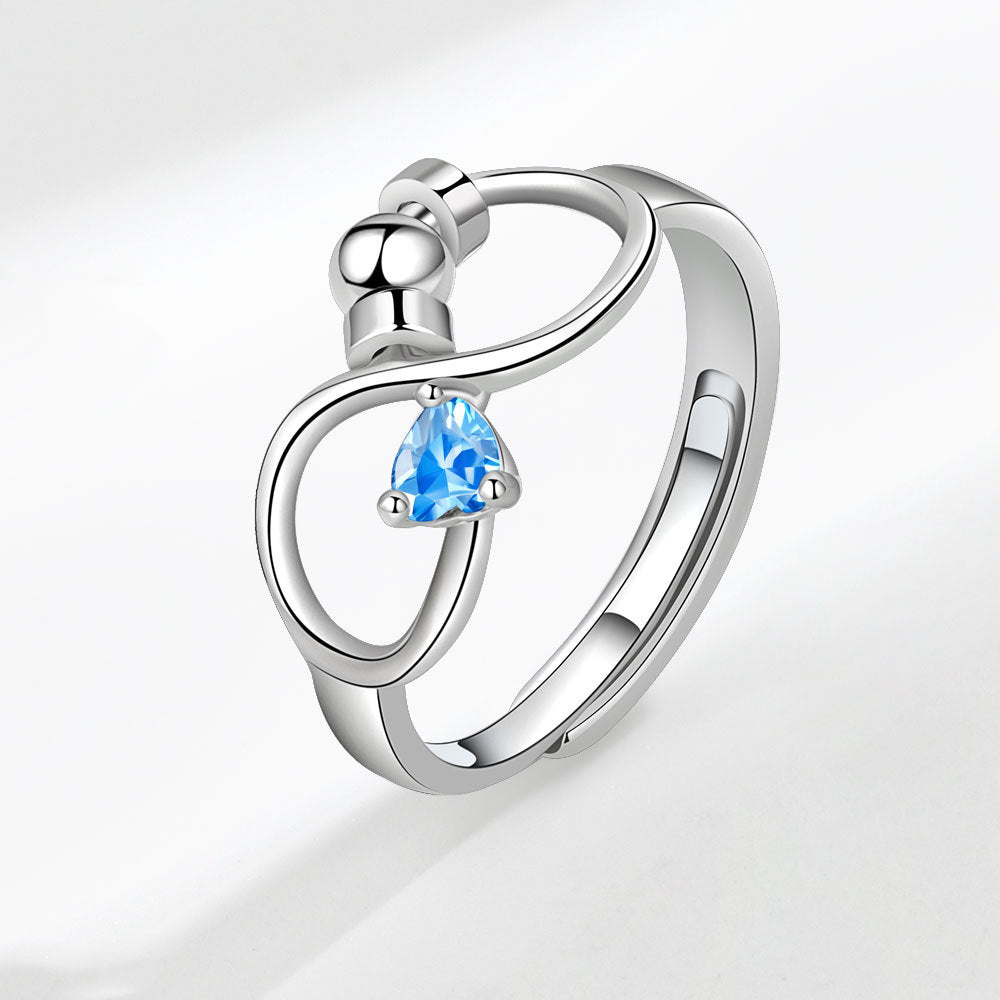 Birthstone Rotating Decompression Heart-shaped Infinite Couple Rings