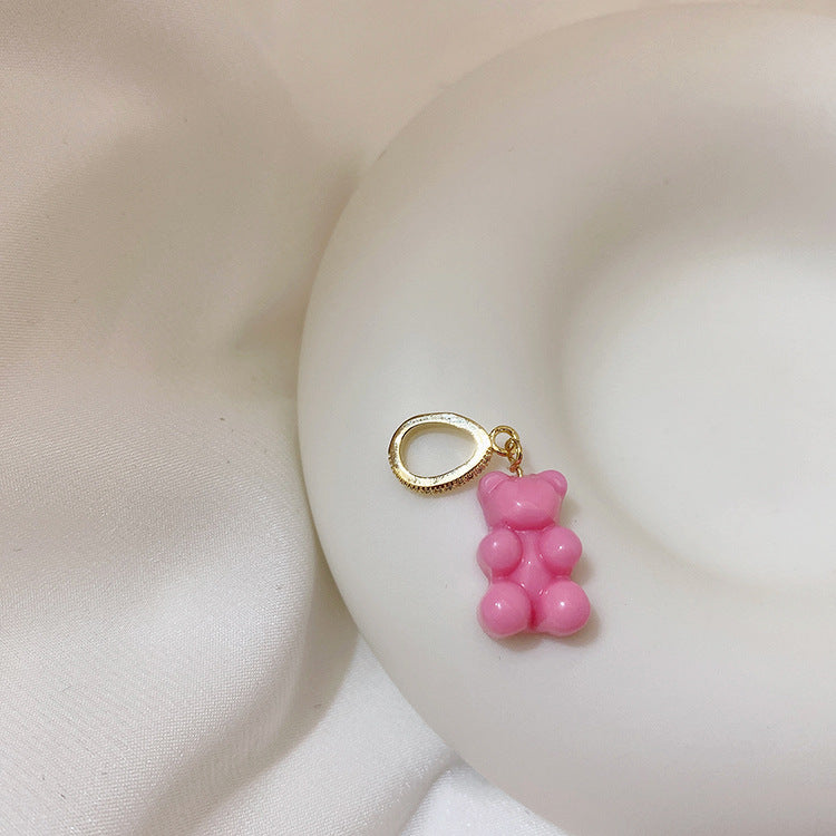 Colliers féminins avec pendentif Smiley en métal ours transparent