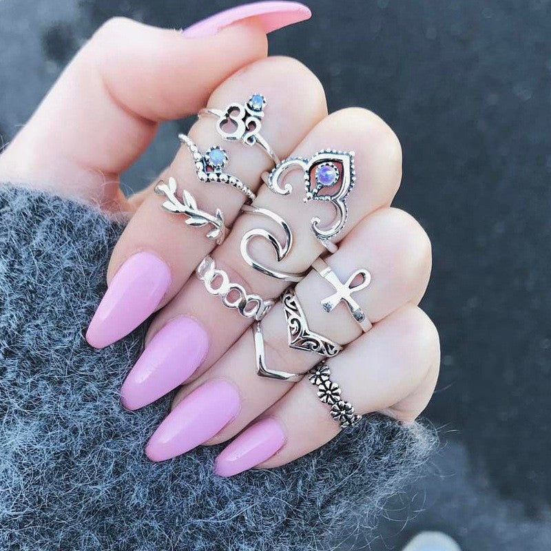 Retro Suit Combination Set Five-pointed Star Rings