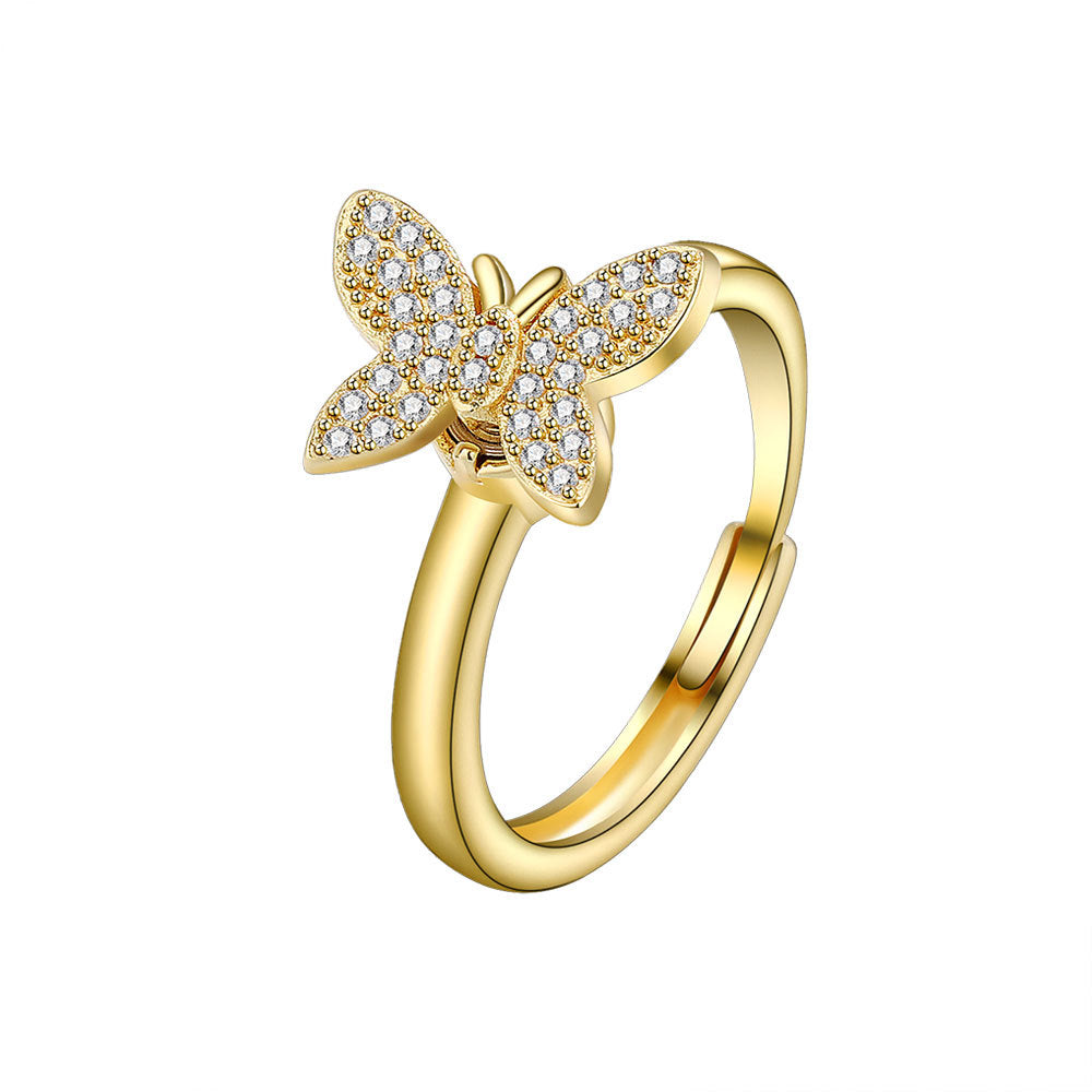 Creative Fashion And Butterfly Female Rotatable Opening Rings