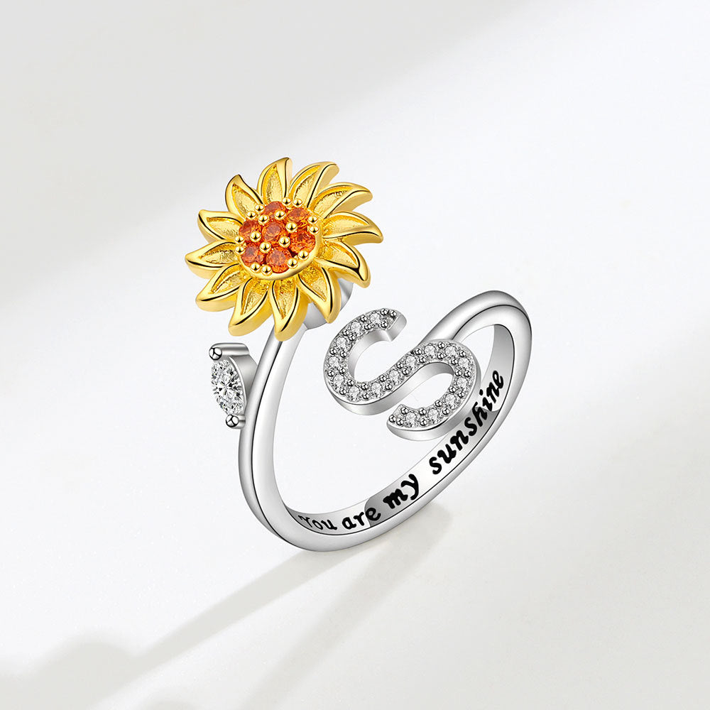 Sunflower Spinning Adjustable Letter Rotating Decompression Rings