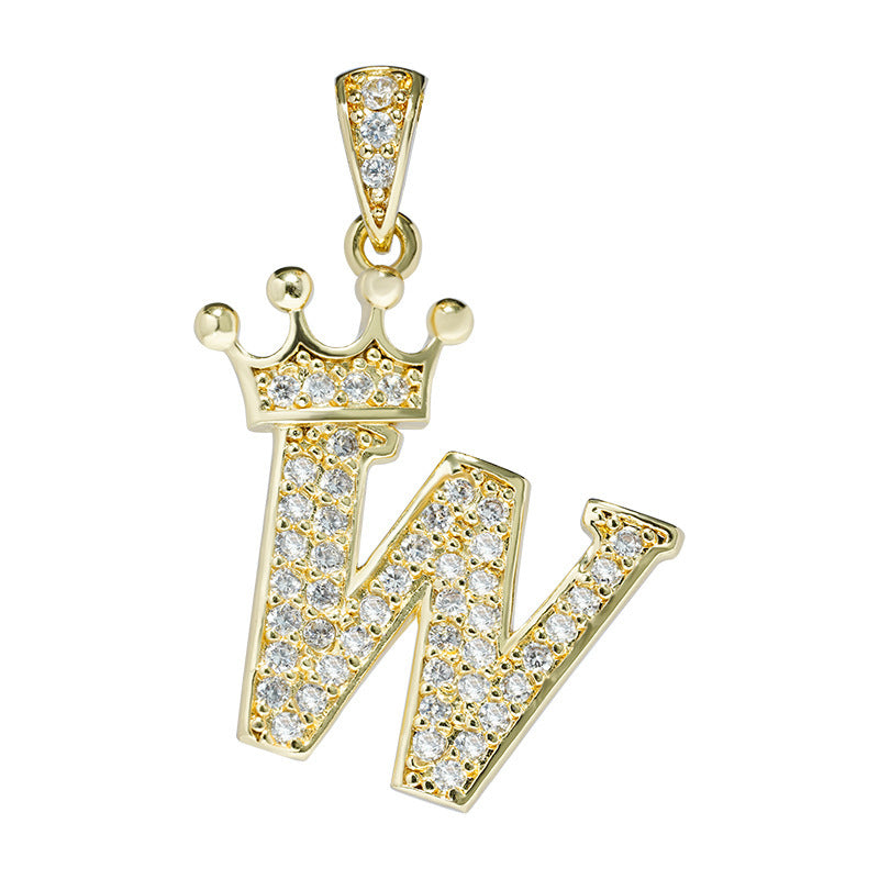 English Letters Full Diamond Pendant Simple Necklaces