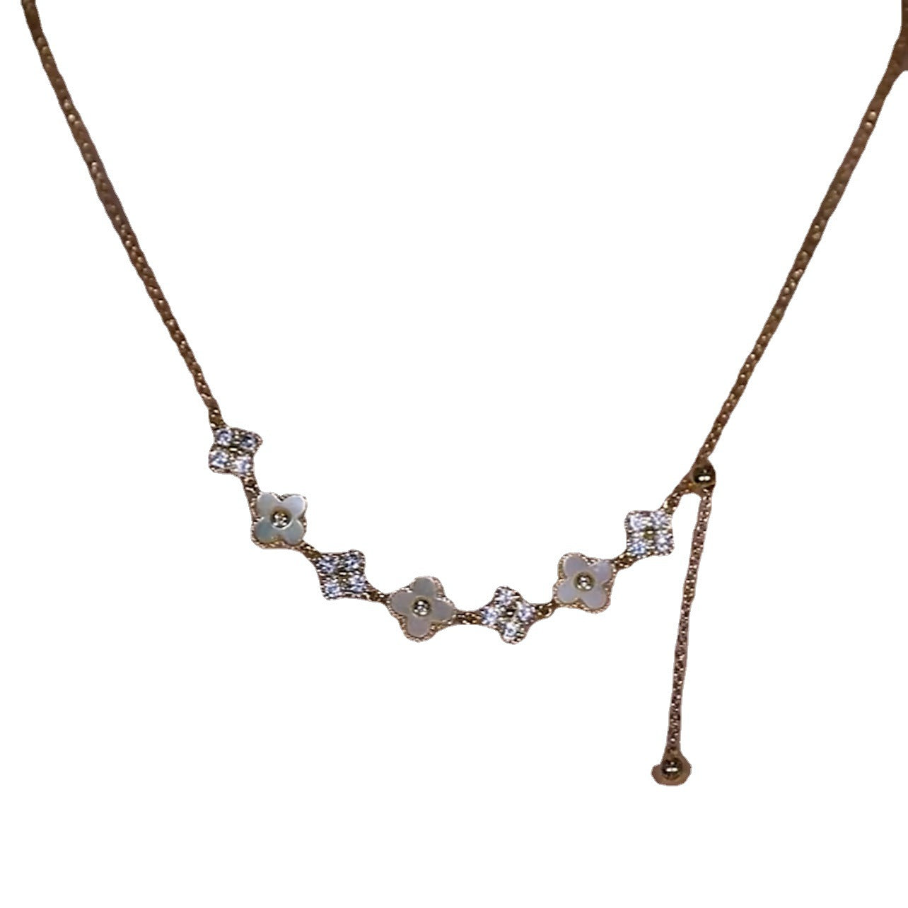 Colliers de trèfle fritillaire naturel de luxe léger et exquis en Zircon