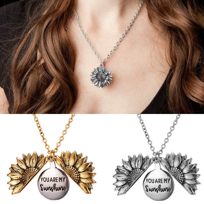 Double Layer Inscription Alloy Flower Short Necklaces