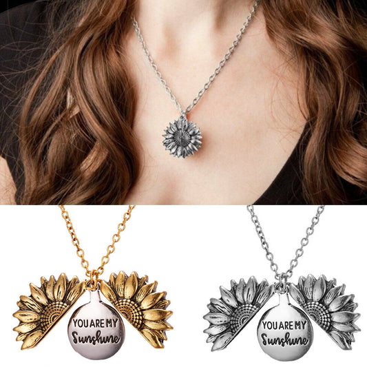 Double Layer Inscription Alloy Flower Short Necklaces
