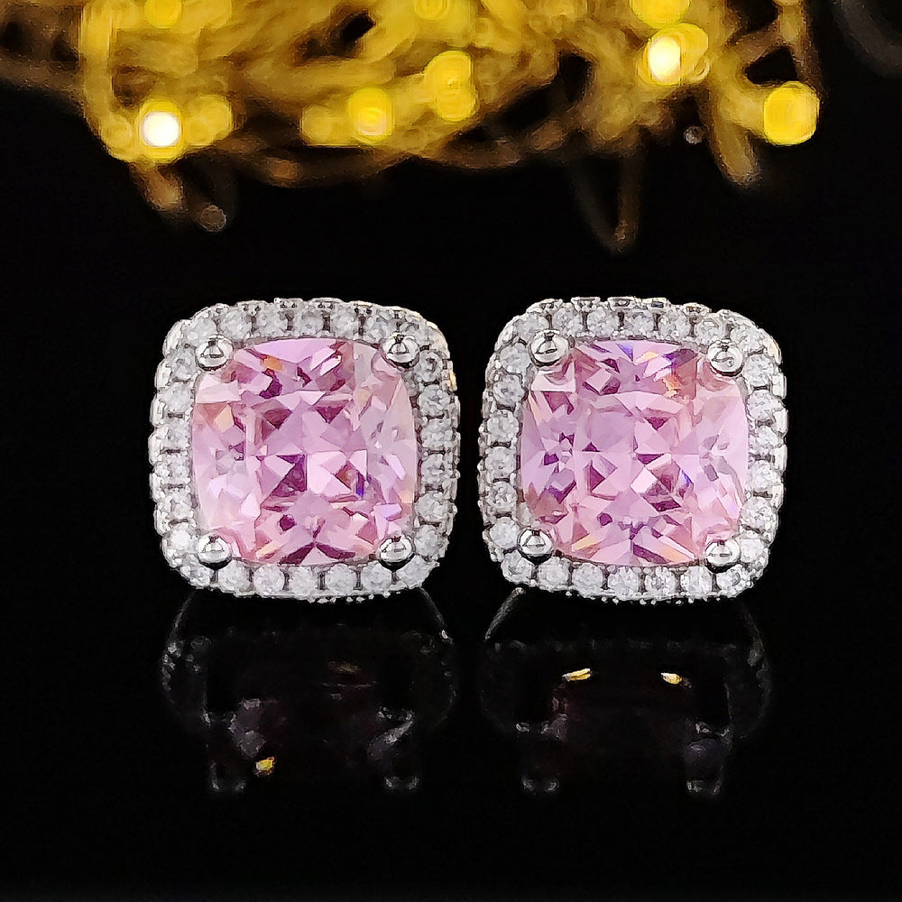 Niche Advanced Design Sense-Ohrringe für Damen mit rosa Zirkon