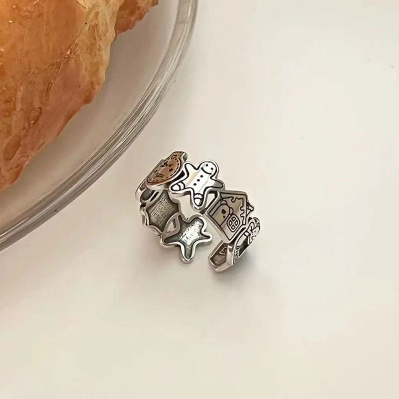 Sterlingsilber-Stil, thailändische niedliche Cartoon-Muster-Iti-Ringe