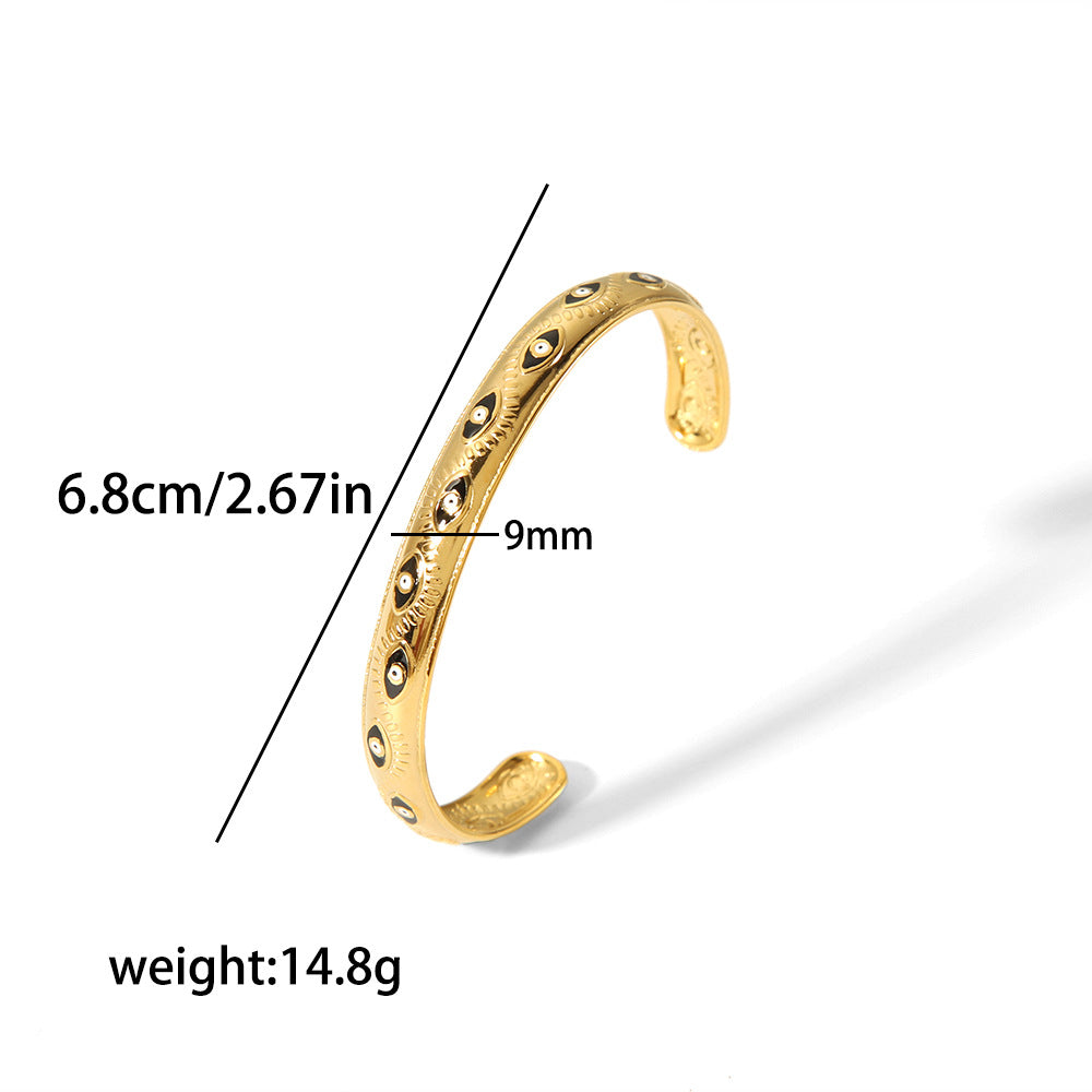 Women's Fashion Retro Design Oil Dripping Gold Stainless Steel Bracelets
