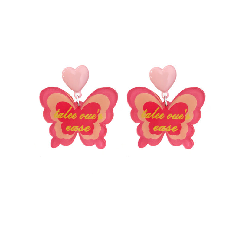 Silberne Nadel-Dopamin-Schmetterlings-Hot-Love-Vitalität-Design-Ohrringe