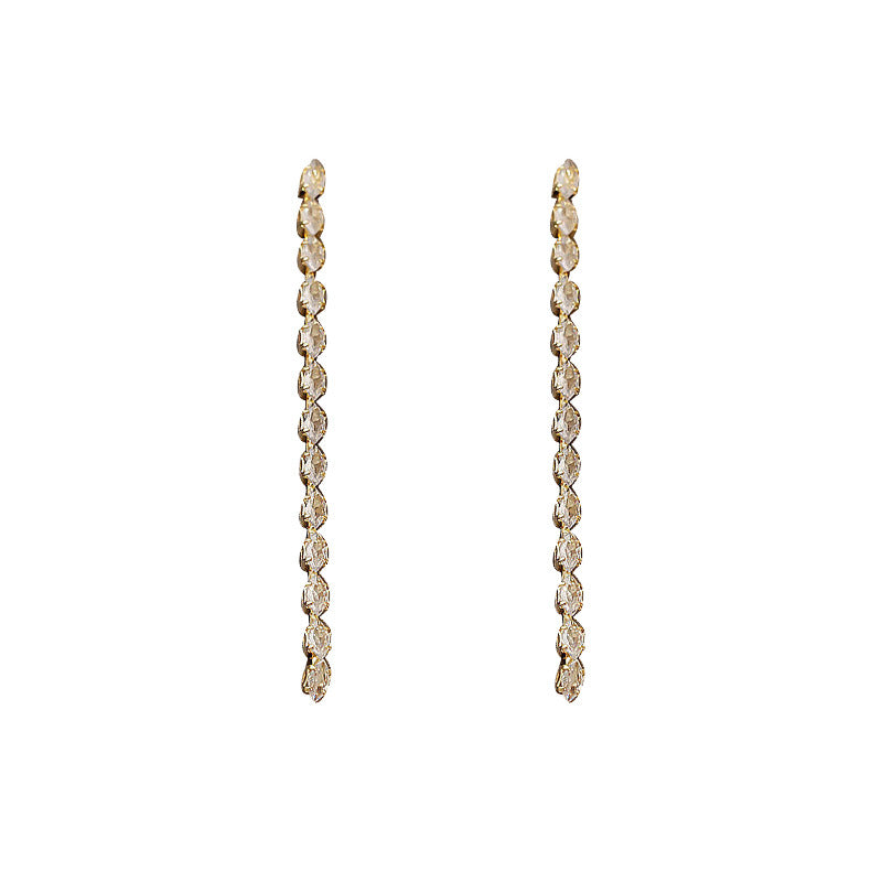 Women's Needle Fashion Grandeur Personality Zircon Long Earrings