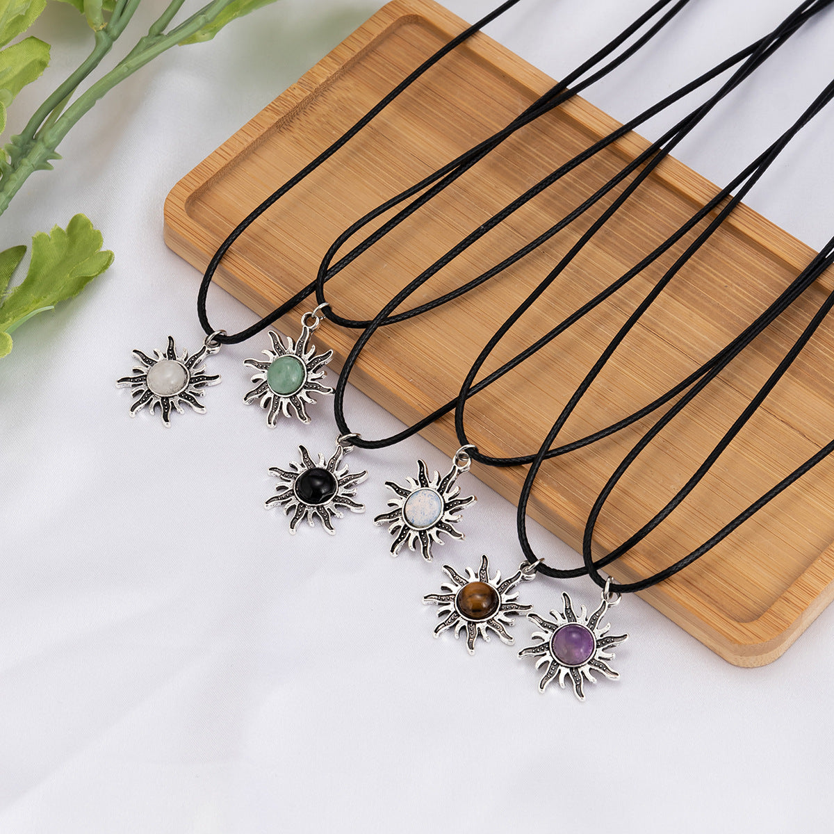 Colliers avec ligne de cire Simple pour femmes, collier solaire Turquoise
