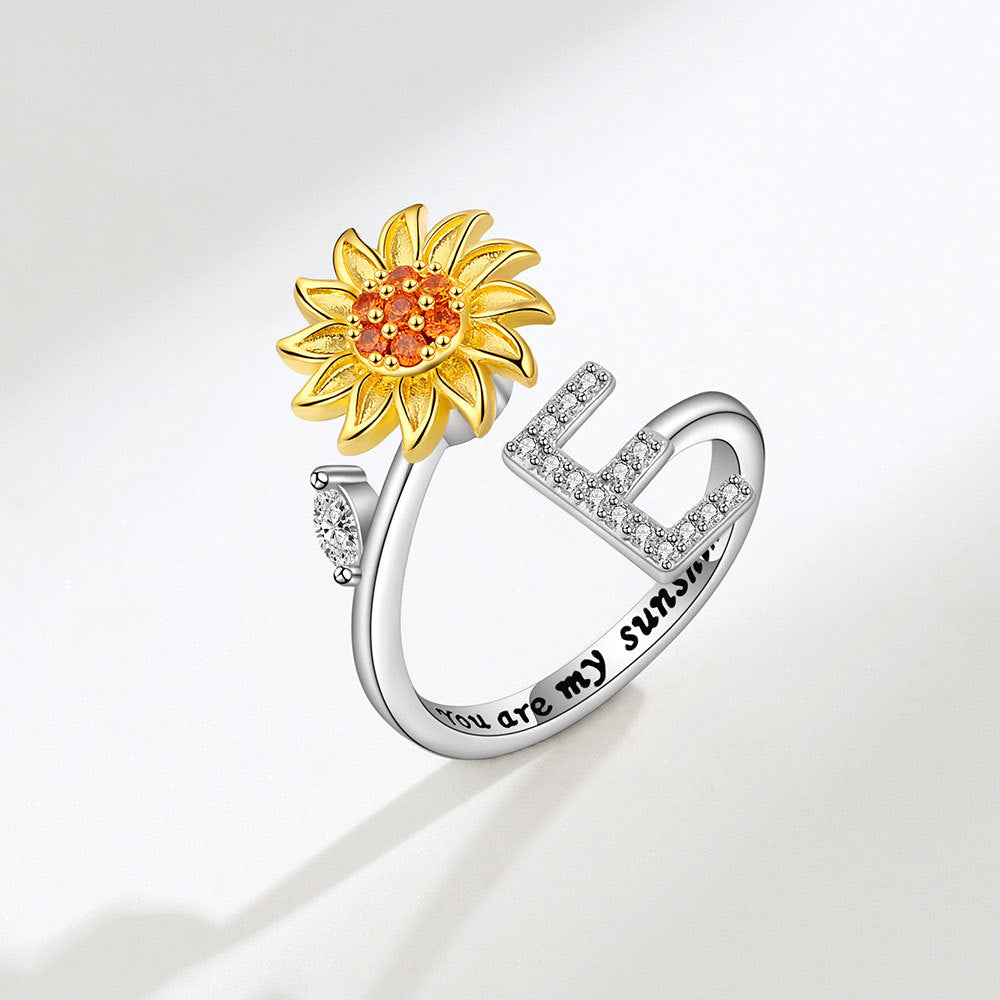 Sunflower Spinning Adjustable Letter Rotating Decompression Rings