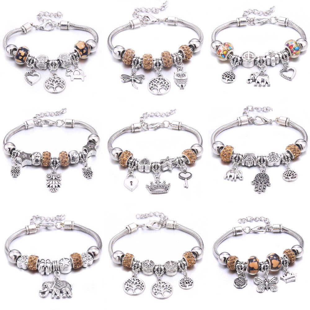Women's Grid Popular Adjustable Crystal Love Butterfly Bracelets